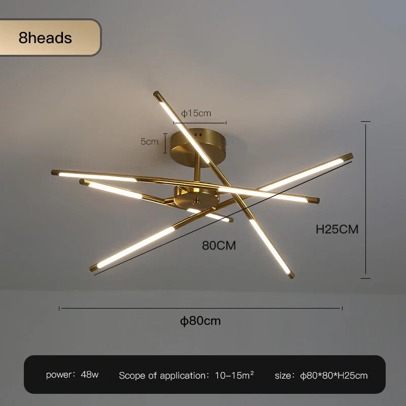 Adjustable Gold LED Chandelier Light by Econiko for Living Room, Bedroom, Kitchen - Modern Pendant Lighting