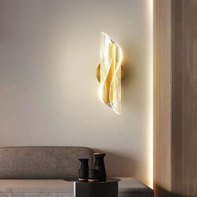 Econiko Gold LED Wall Lamp: Modern Luxury Indoor Lighting for Living Room, Bedroom Sconces