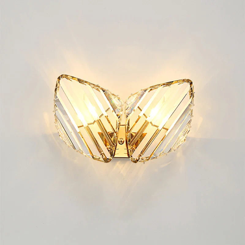 Modern Luxury Gold Crystal LED Wall Sconce Light for Living Room Bedside by Econiko