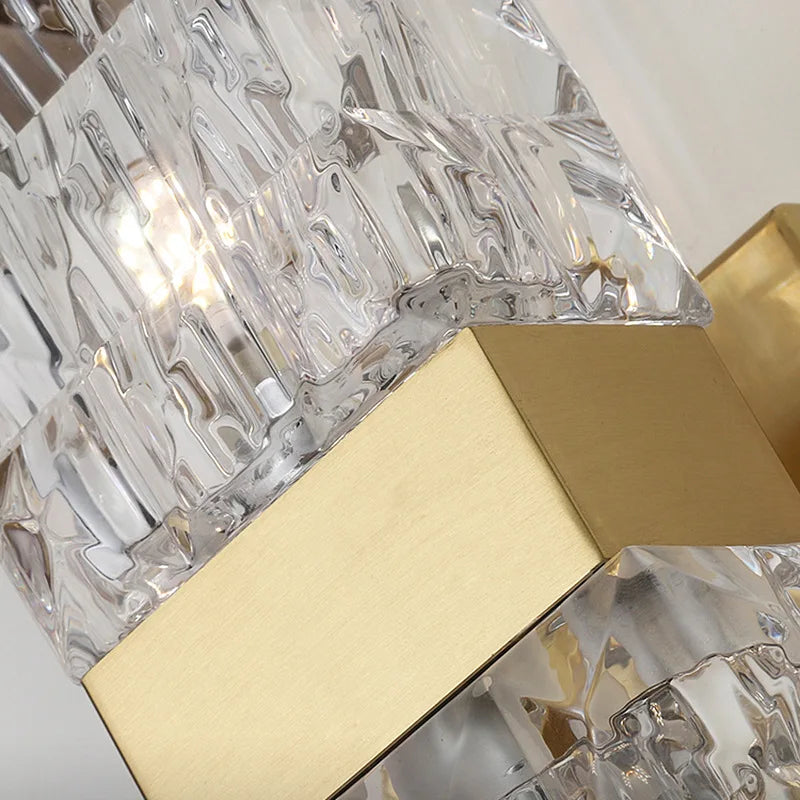 Clear Crystal Wall Light Parlor Bedroom Stairs Lamp Gold Stainless Steel by Econiko Lighting