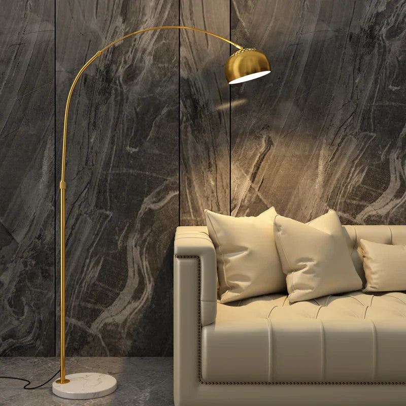 Adjustable Fishing Rod Floor Lamp with Marble Base by Econiko: Remote Control LED Light