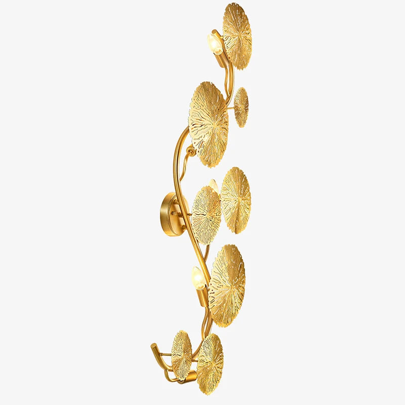 Econiko Gold Lotus Leaf Wall Lamp LED Light Luxury Wall Sconce Indoor Lighting Home Decor