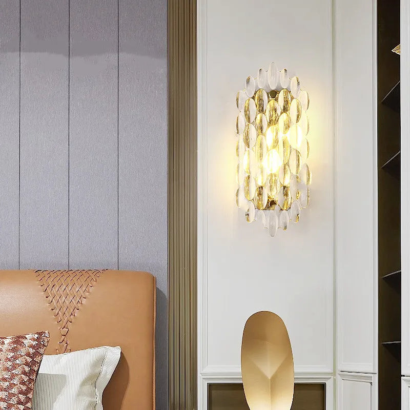 Nordic Modern Gold LED Wall Light Luxury Sconces, Indoor Crystal Lamp Econiko for Bedroom & Hotel