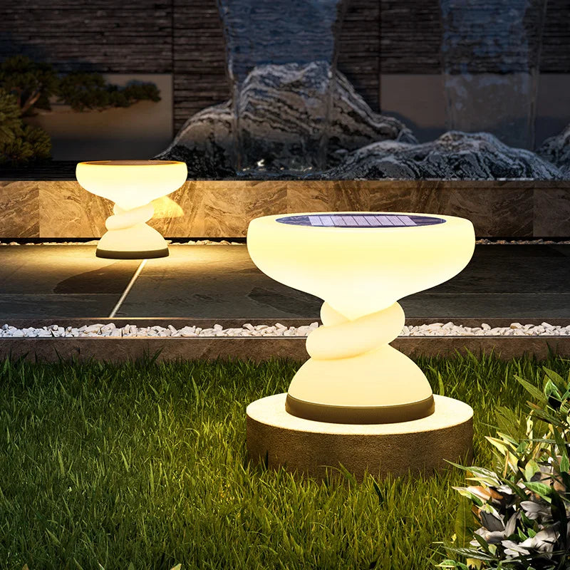 Econiko Solar Pillar Lights: Super Bright Round LED Wall Lamp for Outdoor Garden Gate Lighting