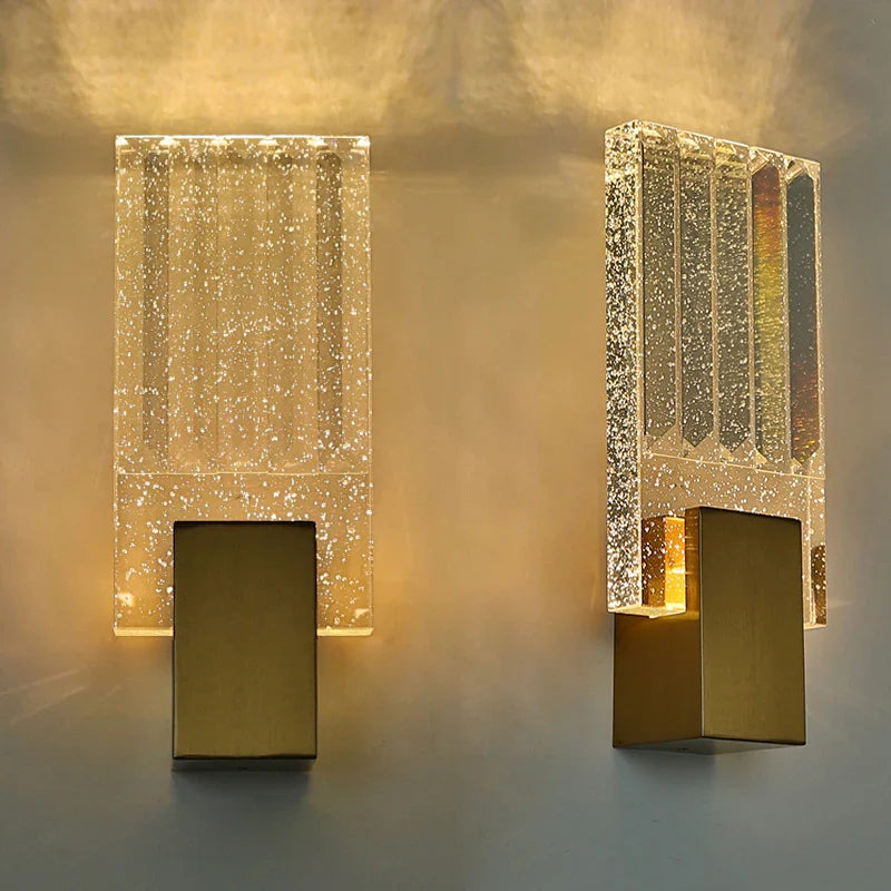 Bubble Crystal LED Wall Lamps Gold Modern Sconces for Living Room Bedroom by Econiko