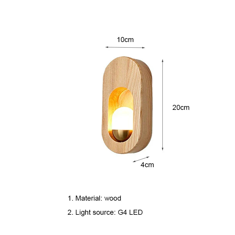 Econiko Wood LED Wall Lamp Modern Nordic Indoor Light Fixture for Bedroom Living Room