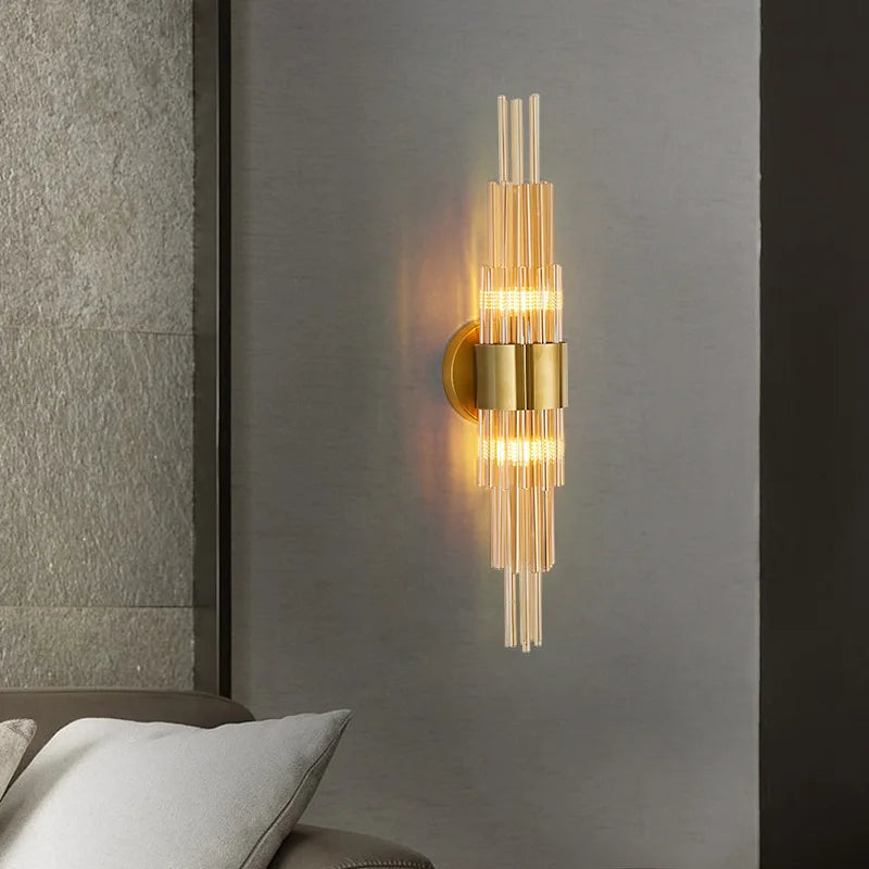 Econiko Gold Crystal Wall Lamp: Luxury Nordic Sconces for Bedroom, Living Room Lighting