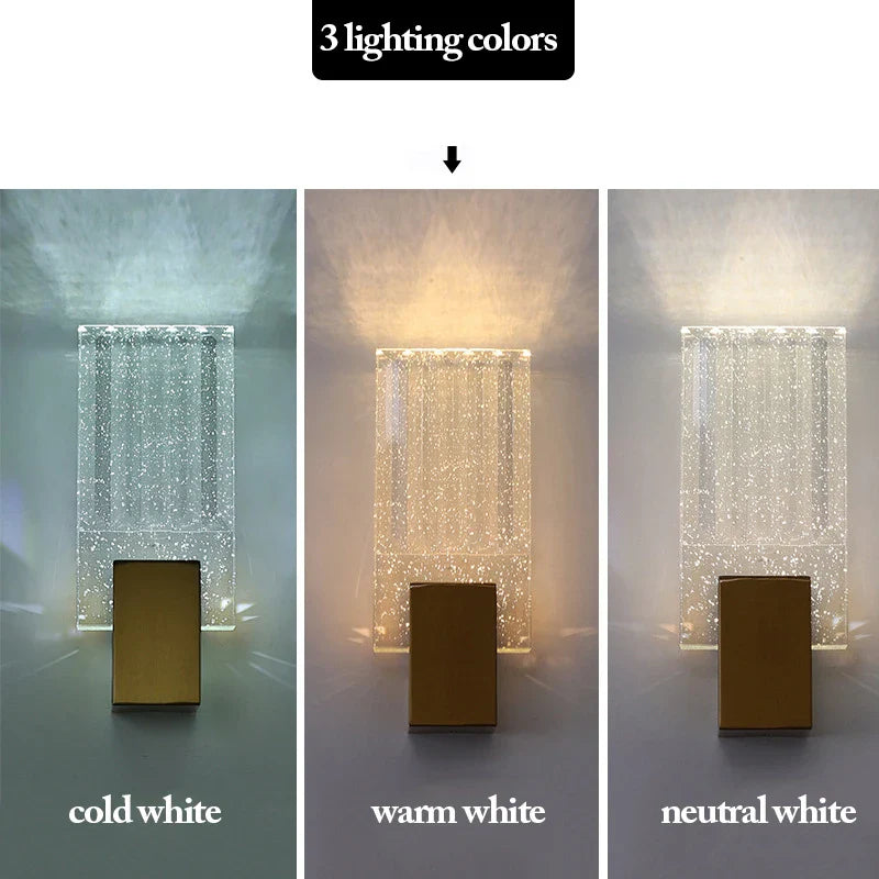 Bubble Crystal LED Wall Lamps Gold Modern Sconces for Living Room Bedroom by Econiko