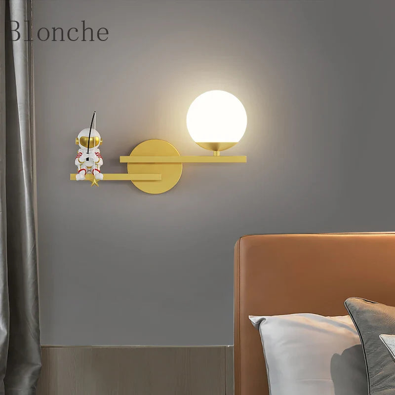 Astronaut Sconce Wall Lamp for Kids Room by Econiko - Nursery Decoration and Bedroom Lighting