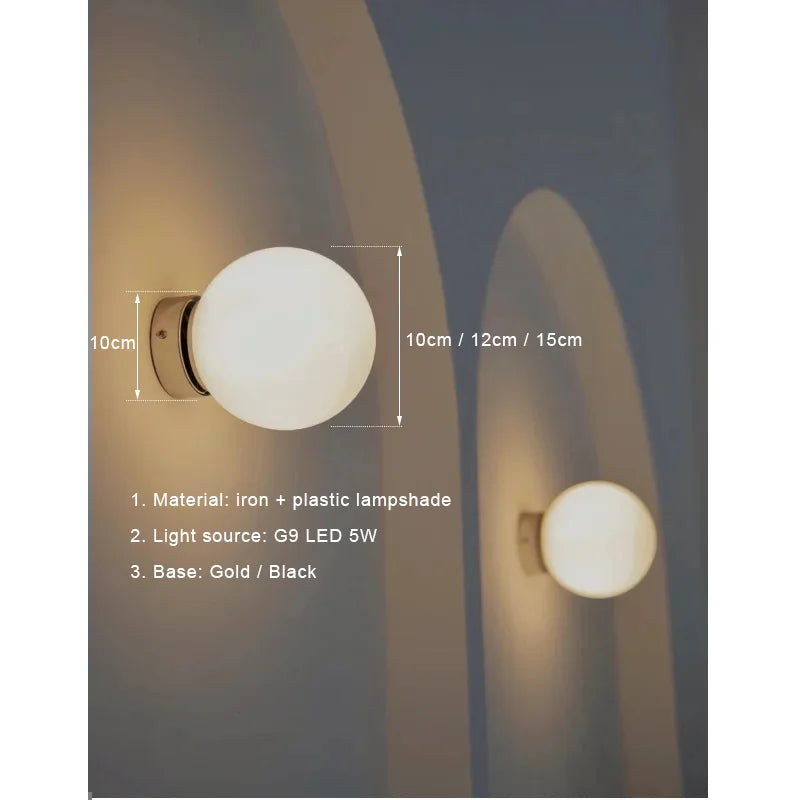 Econiko Ball Plastic Wall Lamp LED Indoor Lighting Modern Sconces for Bedroom Living Room