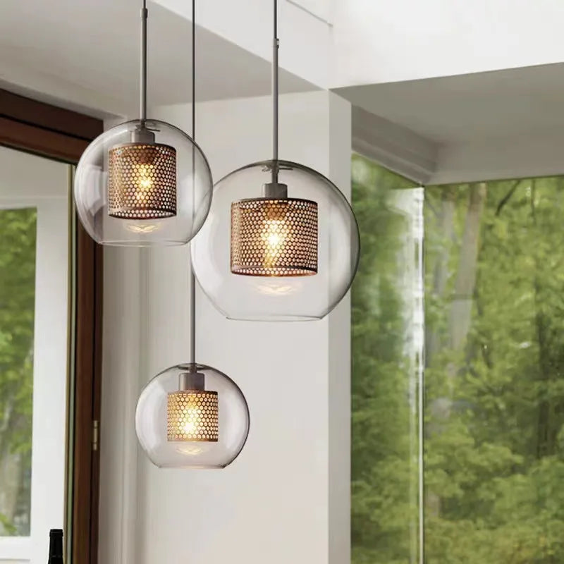 Chiswick Mesh Pendant Light - Silver Bronze Globe Lamp for Kitchen Island by Econiko.