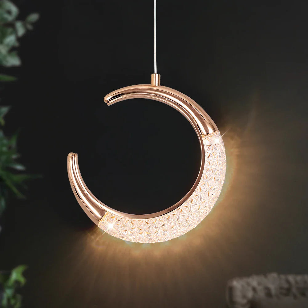 Acrylic Moon Sun Chandelier LED Pendant Light by Econiko - Modern Ceiling Lamp for Bedroom Living Dining Kitchen