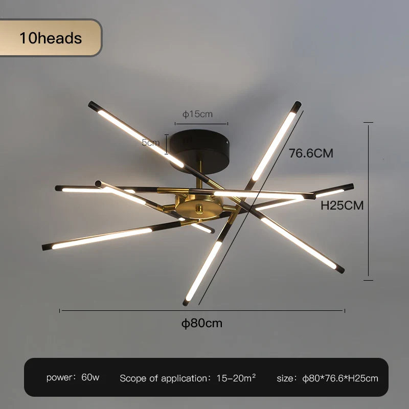 Adjustable Gold LED Chandelier Light by Econiko for Living Room, Bedroom, Kitchen - Modern Pendant Lighting