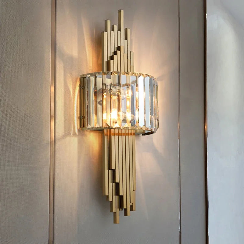 Econiko Crystal LED Wall Light: Modern Gold Nordic Sconce for Living Room & Bedroom