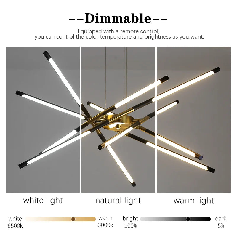 Adjustable Gold LED Chandelier Light by Econiko for Living Room, Bedroom, Kitchen - Modern Pendant Lighting