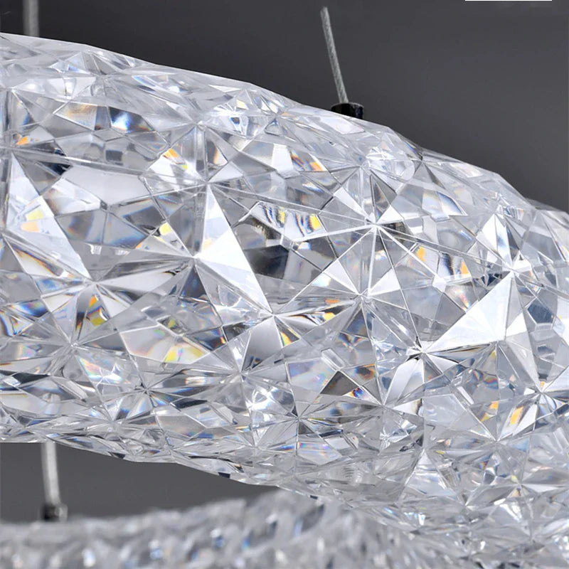 Acrylic Ring Chandelier LED Lamp for Living Room by Econiko - High Transmittance & Refractive