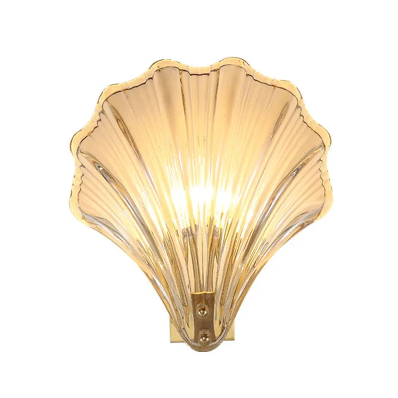 Amber Glass Shell Wall Lamp for Living Room Bedroom Study by Econiko