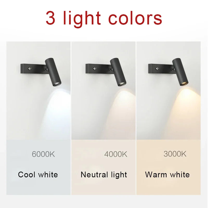 Econiko Adjustable LED Wall Lamp Room Decor Spotlight Bedroom Living Room Sconce