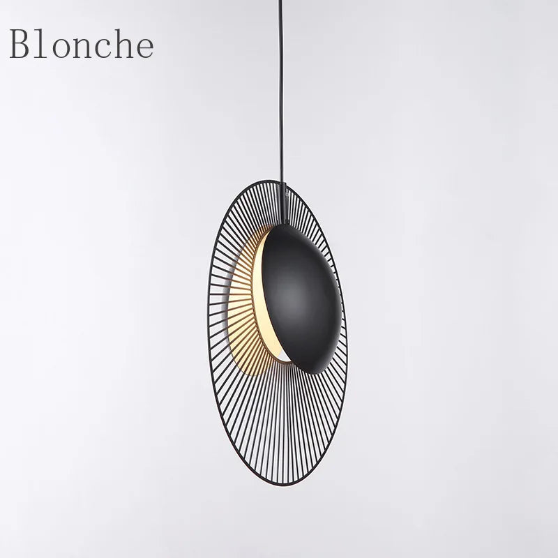 Black Scallop Pendant Lamp Indoor Hanging Light for Bedroom Dining Room Study Decor - Econiko