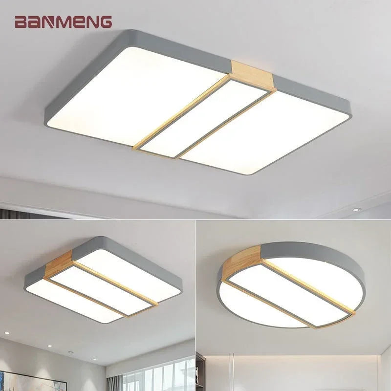 Econiko Nordic Wood LED Ceiling Lamp 192W Indoor Lighting for Living Room Bedroom Kitchen