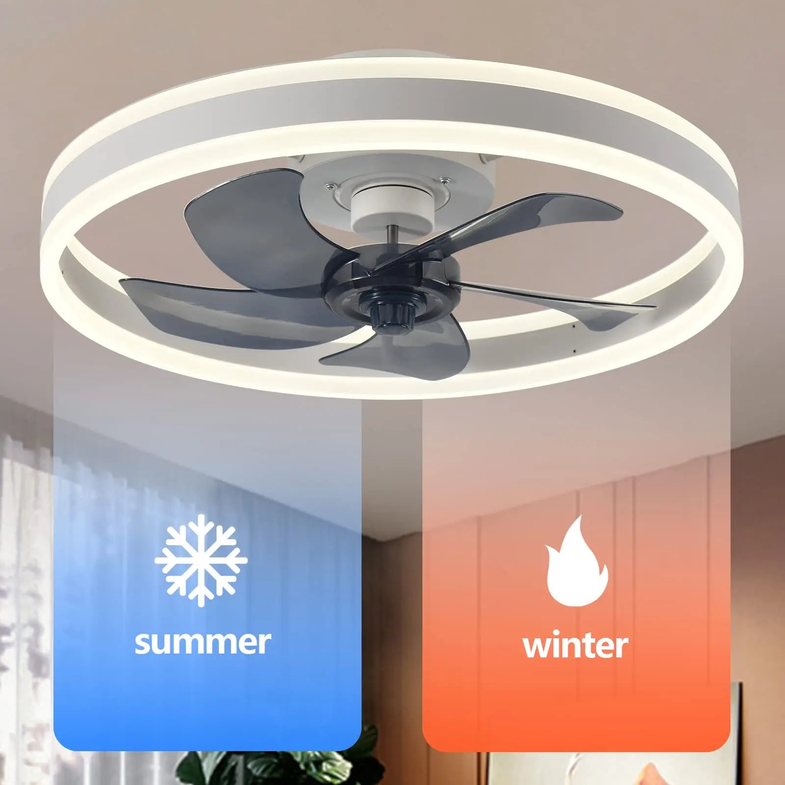 Econiko Modern LED Ceiling Fan Light with Control for Bedroom Living Room Restaurant