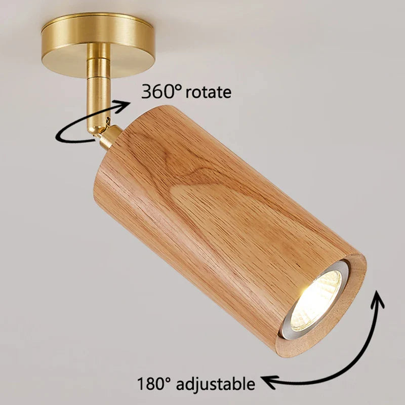 Adjustable Walnut Wood Color Ceiling Spotlight for Econiko - Perfect for Living Room, Hallway, and Store