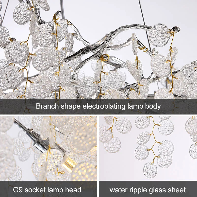 Branch Pendant Light Metal Crystal Art Decor for Dining Hotel Lobby Live Room by Econiko.