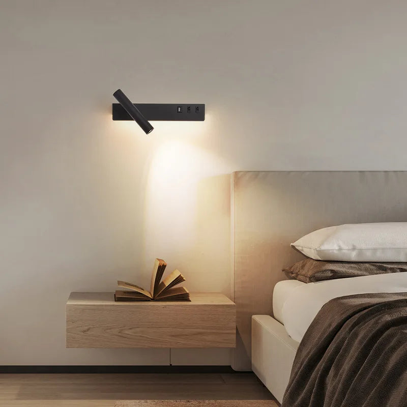 Econiko Nordic LED Wall Lamp with Switch USB for Bedroom Living Room