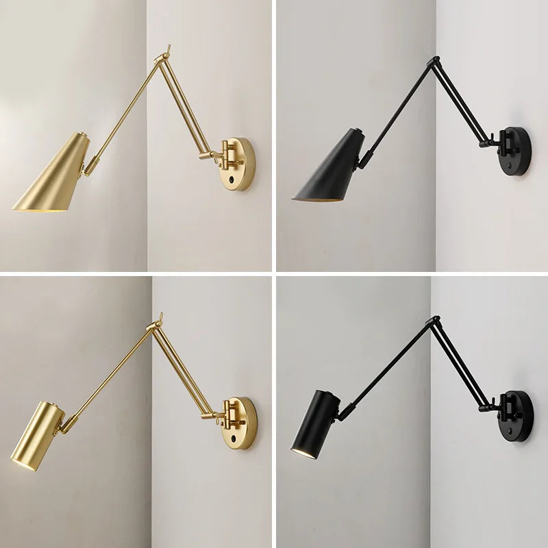 Adjustable Swing Arm LED Wall Lamp Touch Sensor Sconce Lights by Econiko