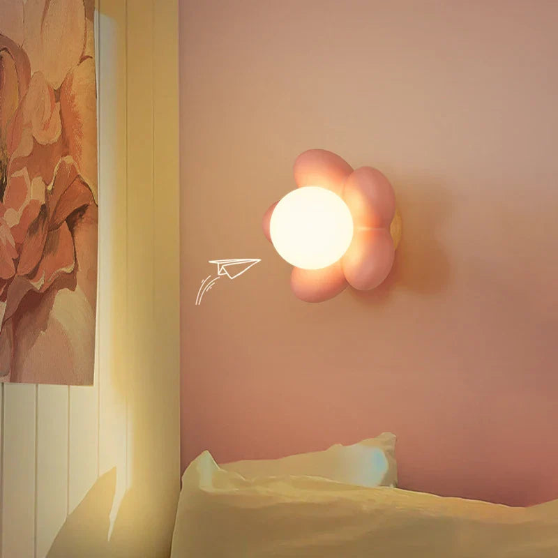 Econiko Cream Flower Wall Lamp: Stylish Indoor Lighting for Living Room, Bedroom, Bedside