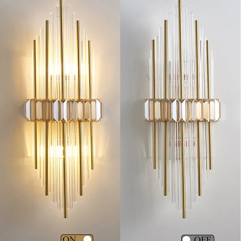 Econiko Crystal LED Wall Lamp Modern Light Luxury Gold Wall Sconce Home Decor