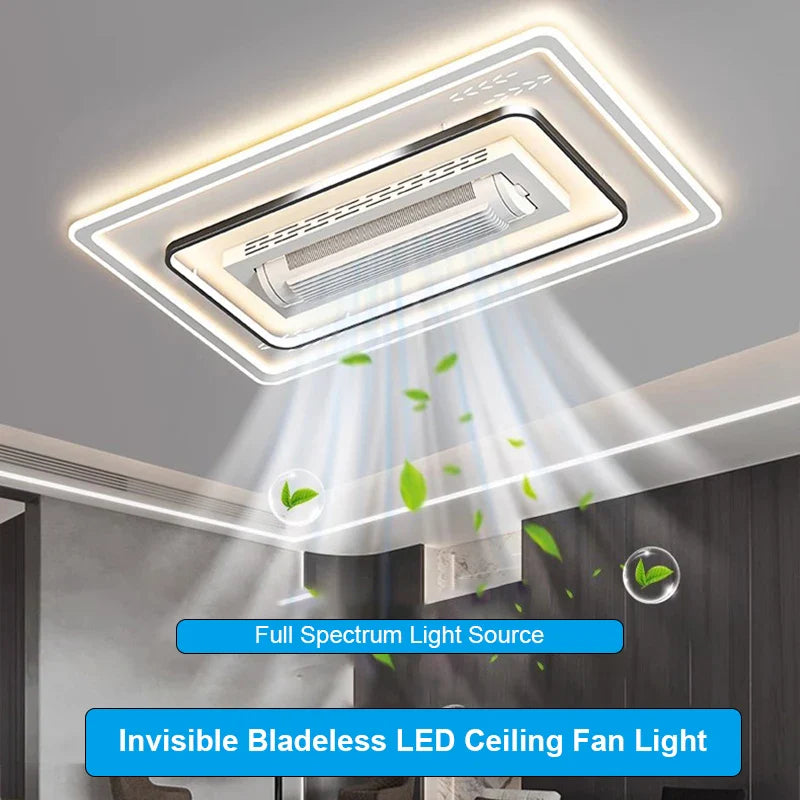 Econiko Bladeless LED Ceiling Fan Light Remote Control Chandeliers, Smart Home Decor for Living Room