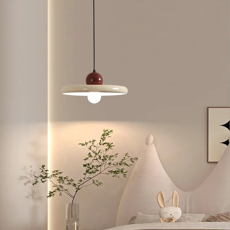 Econiko Cream Style Nordic LED Pendant Light Chandelier for Bedroom & Living Room