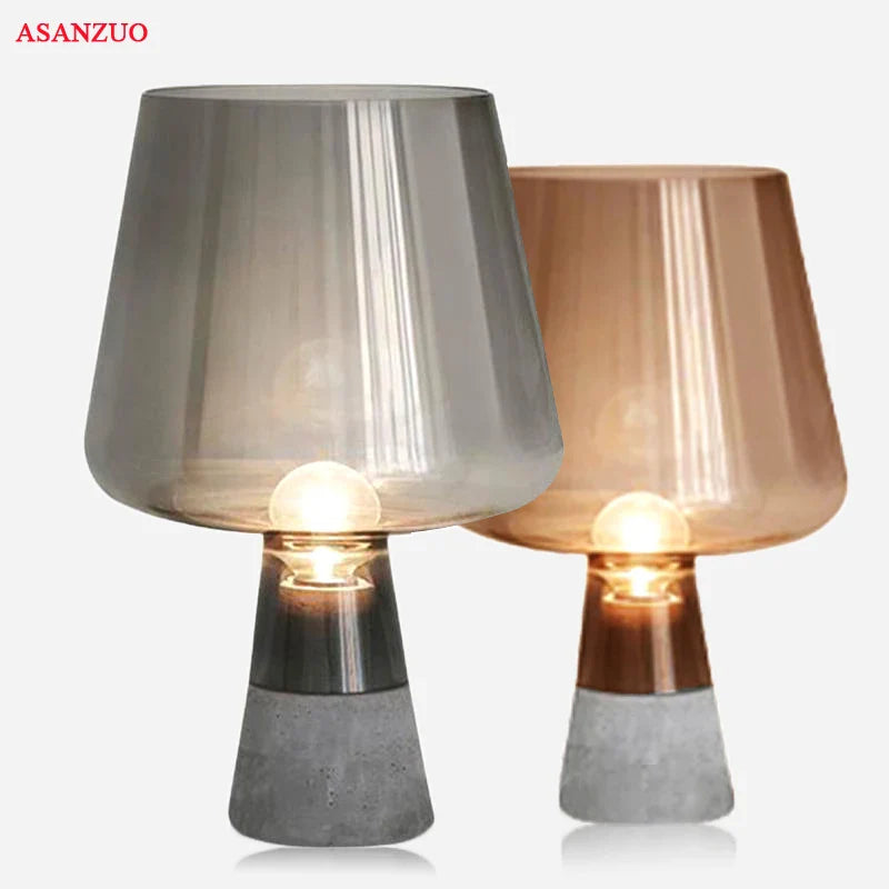 Cement Glass Table Lamp Retro Nordic Luminaires for Bedroom Home Decor