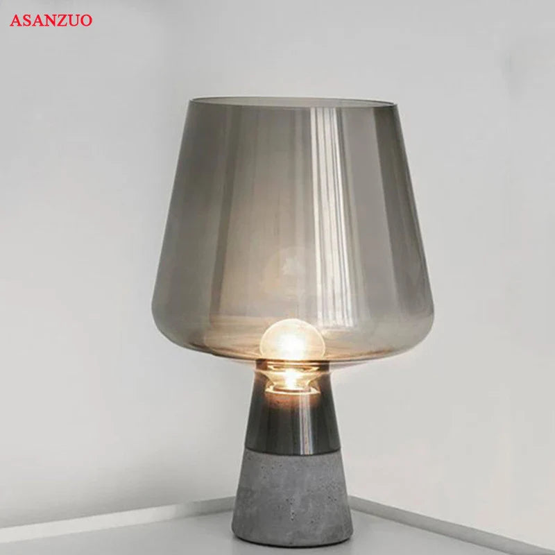 Cement Glass Table Lamp Retro Nordic Luminaires for Bedroom Home Decor