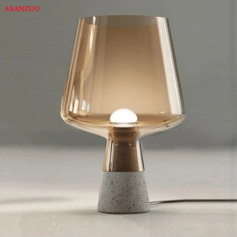 Cement Glass Table Lamp Retro Nordic Luminaires for Bedroom Home Decor